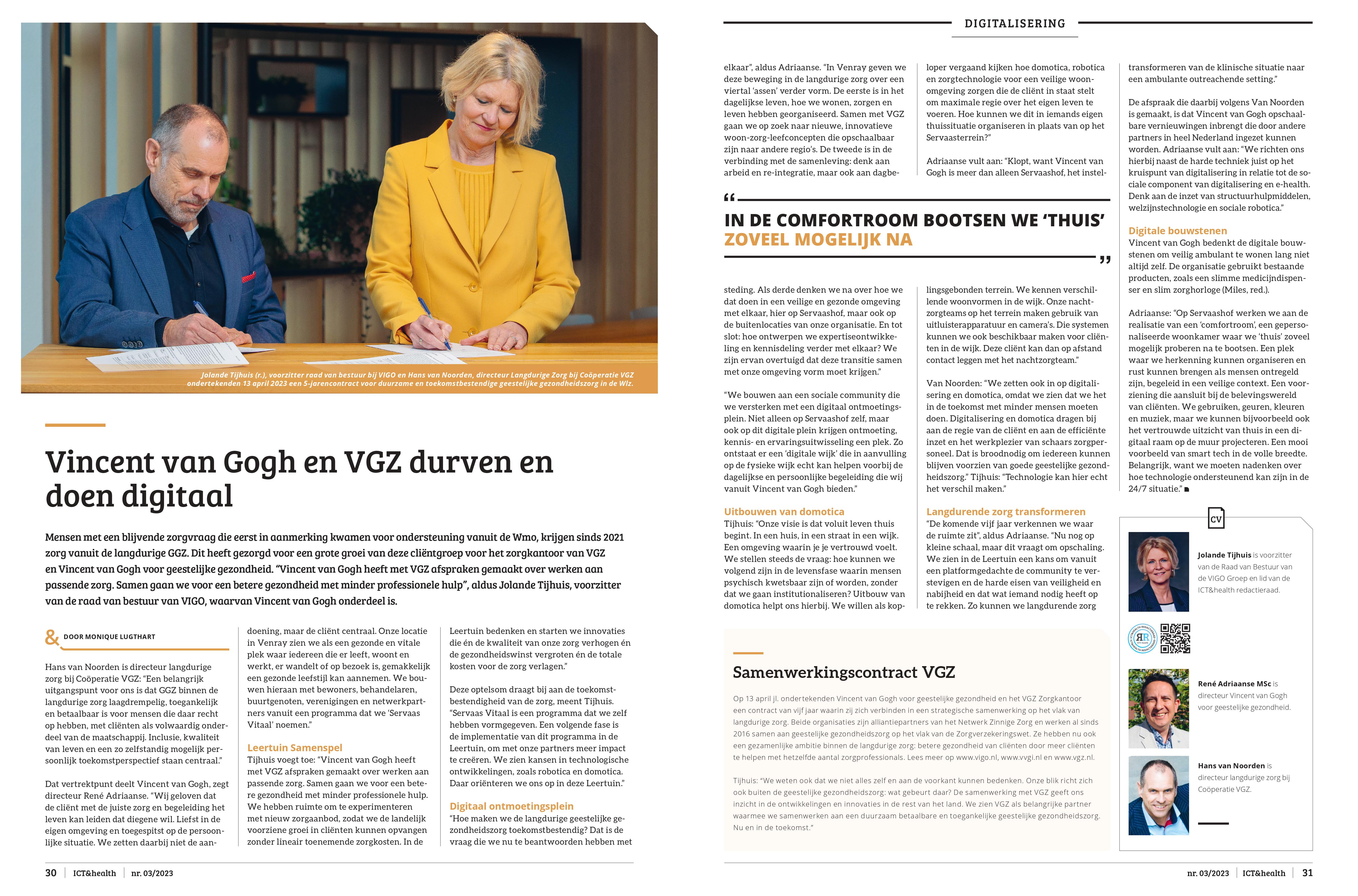 Vincent van Gogh en VGZ durven en doen digitaal